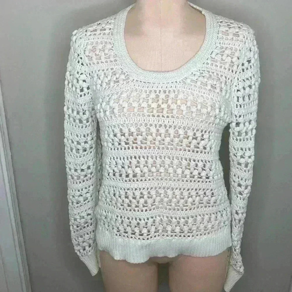 Boden Womens Crochet White Sweater Size 4 - Picture 1 of 6
